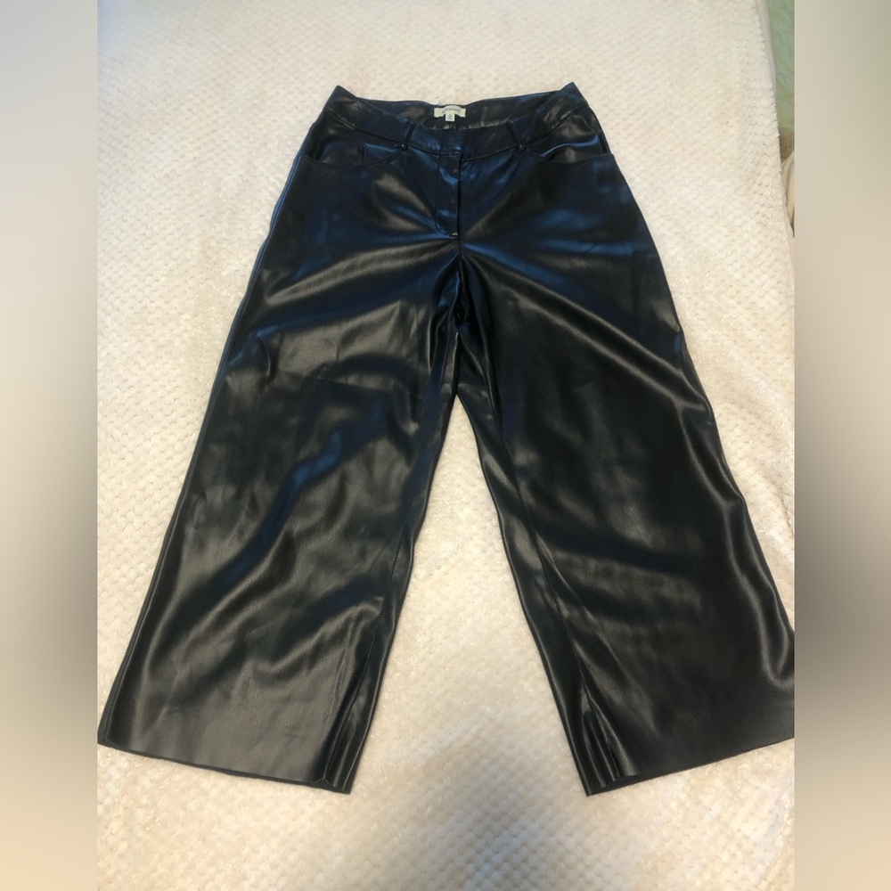 Max Studio Cropped Black Wide-Leg Pants